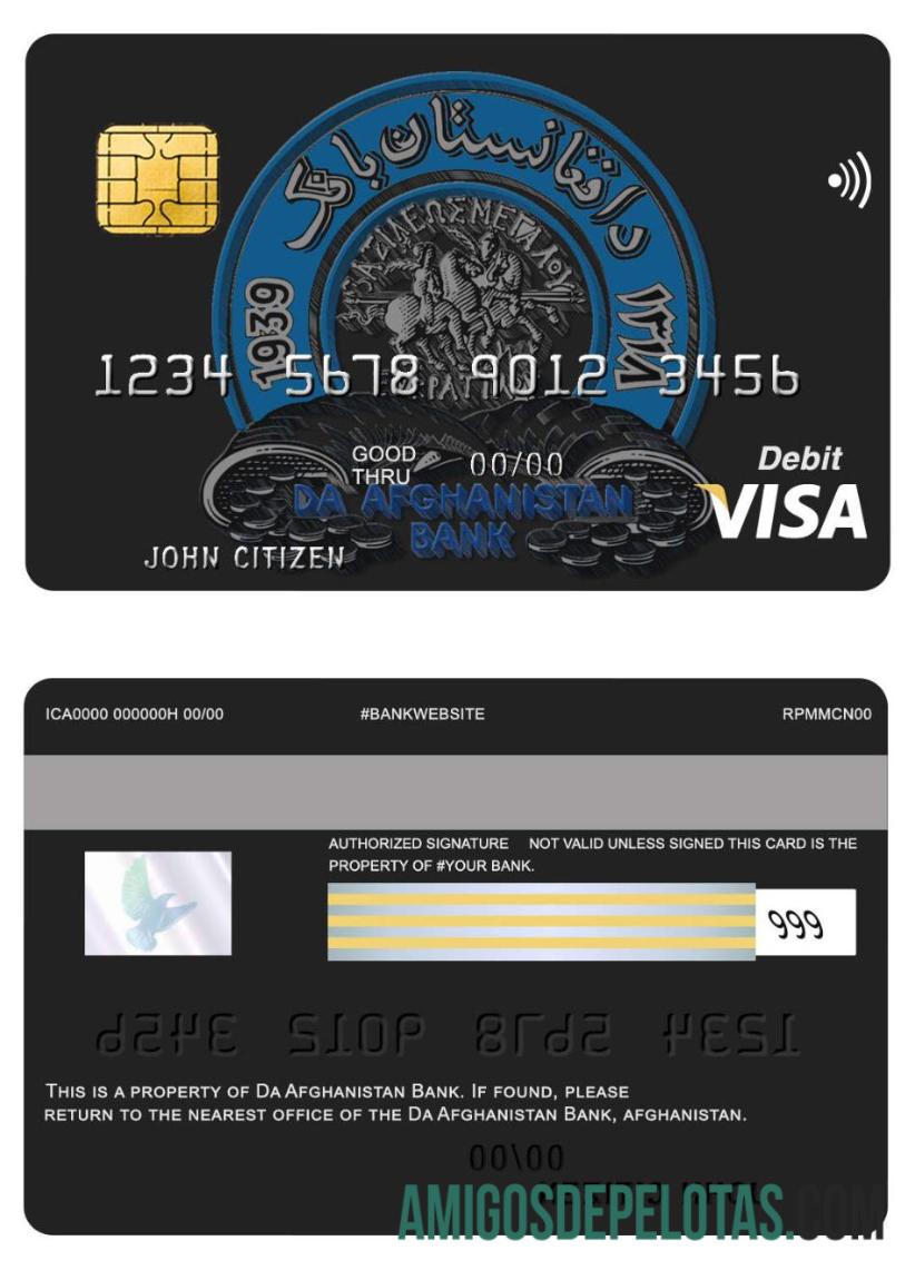 Afghanistan Da Bank Visa Card amostra